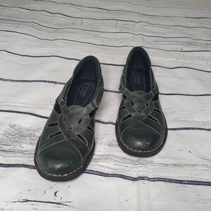 Clarks Bendables Mary Jane Styled Distressed Grey Leather Shoes Size 8